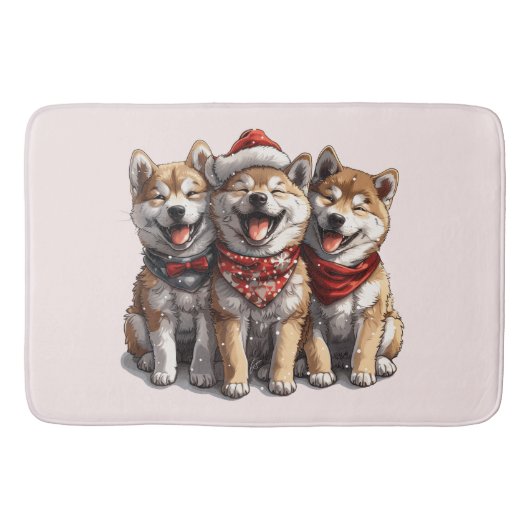 Christmas Shiba Inu Santa Dogs Badmat (Voorkant)