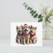 Christmas Shiba Inu Santa Dogs Briefkaart (Staand voorkant)