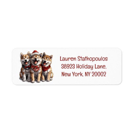 Christmas Shiba Inu Santa Dogs Etiket (Voorkant)