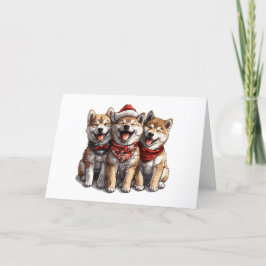 Christmas Shiba Inu Santa Dogs Feestdagen Kaart