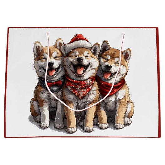 Christmas Shiba Inu Santa Dogs Groot Cadeauzakje (Voorkant)