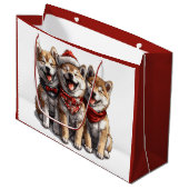 Christmas Shiba Inu Santa Dogs Groot Cadeauzakje (Voorkant Gekanteld)
