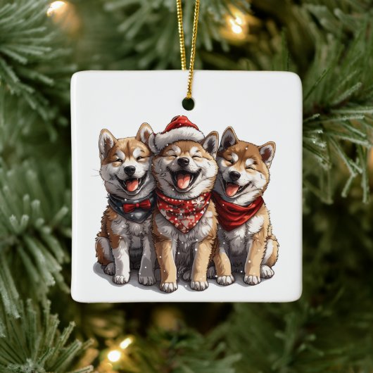 Christmas Shiba Inu Santa Dogs Keramisch Ornament (Boom)
