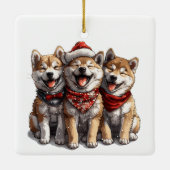 Christmas Shiba Inu Santa Dogs Keramisch Ornament (Achterkant)