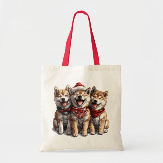 Christmas Shiba Inu Santa Dogs Tote Bag (Voorkant)