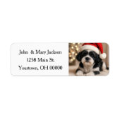 Christmas Shih Tzu Dog With Santa Hat Etiket (Voorkant)