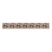 Christmas Shih Tzu Dog With Santa Hat Grosgrain Lint (Voorkant)