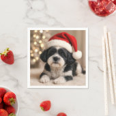 Christmas Shih Tzu Dog With Santa Hat Servet (Insitu)