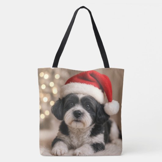 Christmas Shih Tzu Dog With Santa Hat Tote Bag (Achterkant)