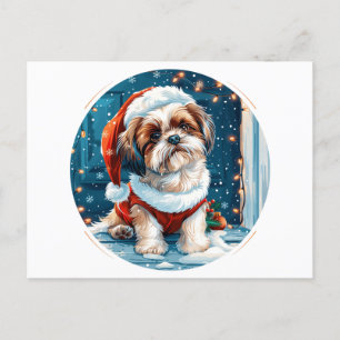 Christmas Shih Tzu Santa Dog Briefkaart