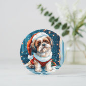Christmas Shih Tzu Santa Dog Feestdagenkaart (Staand voorkant)
