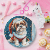 Christmas Shih Tzu Santa Dog Papieren Bordje (Feest)