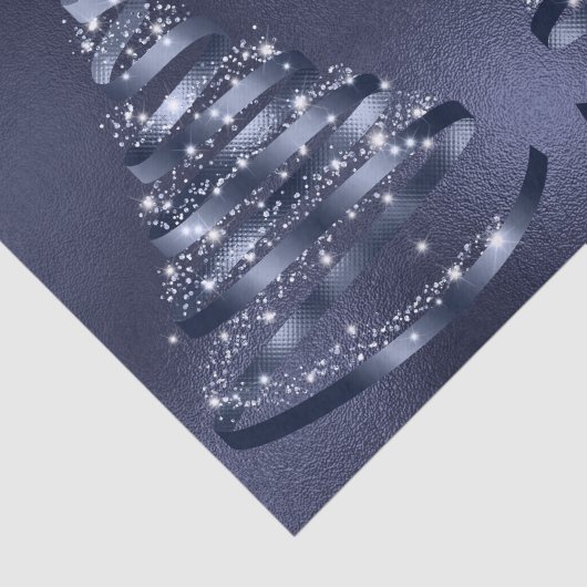 Christmas Shiny Blue Ribbon Tree Sparkle Tissuepapier (Detail)