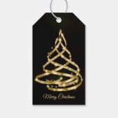 Christmas Shiny Golden Ribbon Tree Sparkle Black Cadeaulabel (Achterkant)