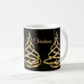 Christmas Shiny Golden Ribbon Tree Sparkle Black Koffiemok (Voorkant rechts)