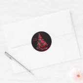 Christmas Shiny Red Ribbon Tree Sparkle Black Ronde Sticker (Envelop)