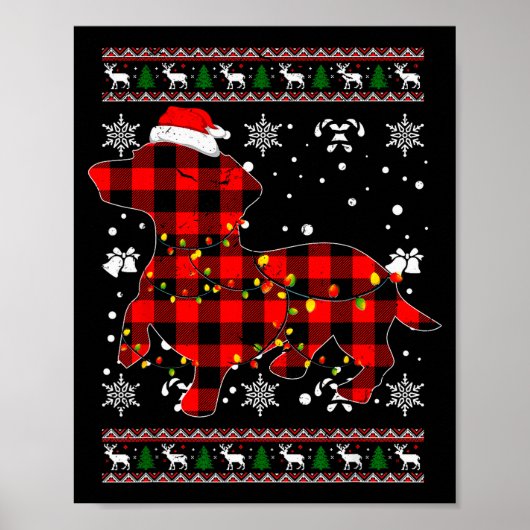 Christmas Shirt For Dachshund Lover Gift Santa Buf Poster (Voorkant)