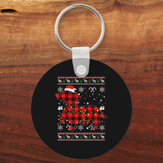 Christmas Shirt For Dachshund Lover Gift Santa Buf Sleutelhanger (Voorkant)