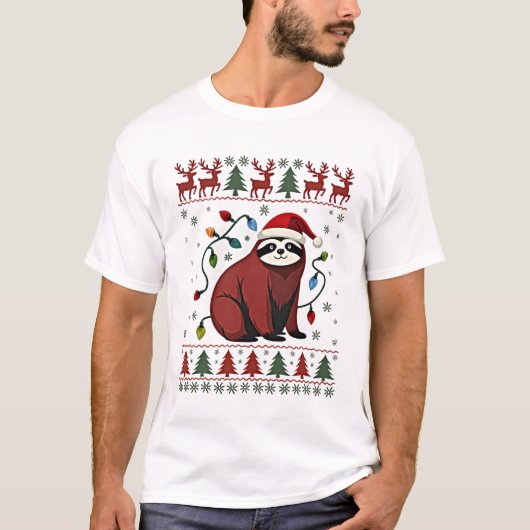 Christmas Shirt for Sloth Lover Gift Santa Buffalo (Voorkant)