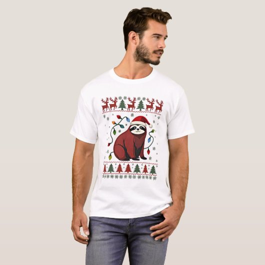 Christmas Shirt for Sloth Lover Gift Santa Buffalo (Voorkant volledig)