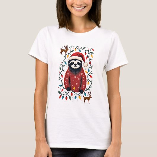 Christmas Shirt for Sloth Lover Gift Santa Buffalo (Voorkant)