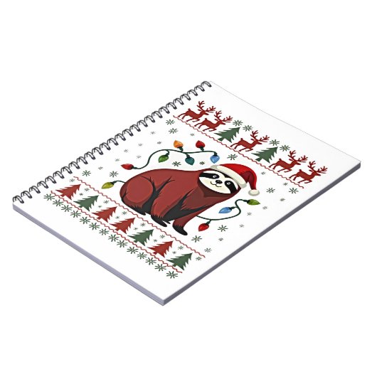 Christmas Shirt for Sloth Lover Gift Santa Buffalo Notitieboek (Linkerzijde)