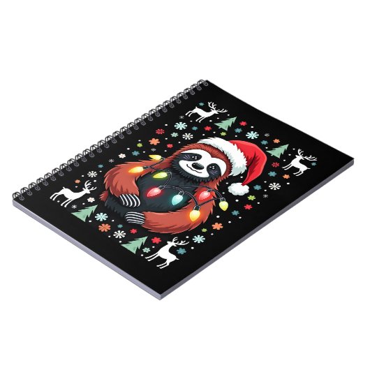 Christmas Shirt for Sloth Lover Gift Santa Buffalo Notitieboek (Linkerzijde)