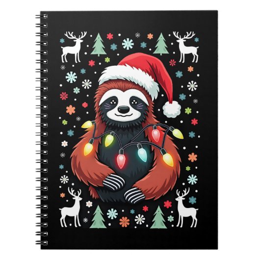 Christmas Shirt for Sloth Lover Gift Santa Buffalo Notitieboek (Voorkant)