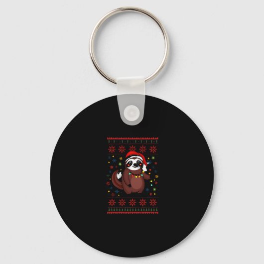 Christmas Shirt for Sloth Lover Gift Santa Buffalo Sleutelhanger (Voorkant)