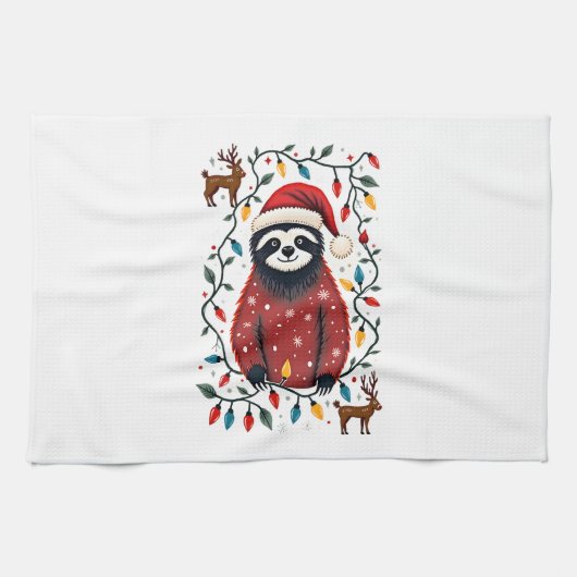 Christmas Shirt for Sloth Lover Gift Santa Buffalo Theedoek (Horizontaal)