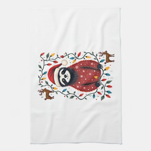 Christmas Shirt for Sloth Lover Gift Santa Buffalo Theedoek (Verticaal)