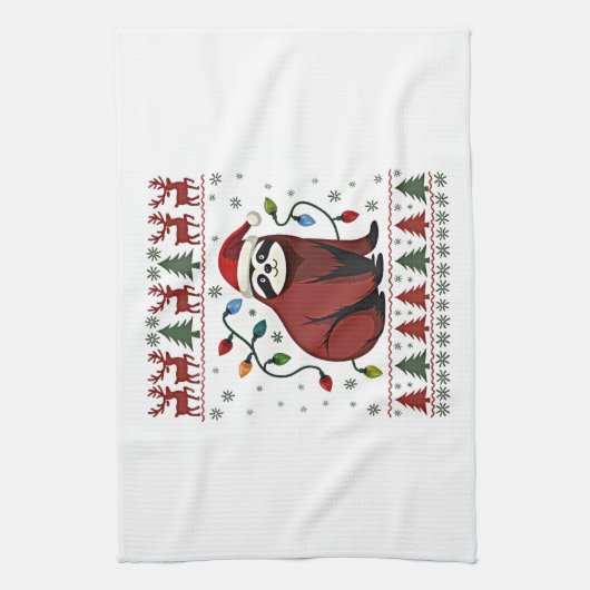 Christmas Shirt for Sloth Lover Gift Santa Buffalo Theedoek (Verticaal)