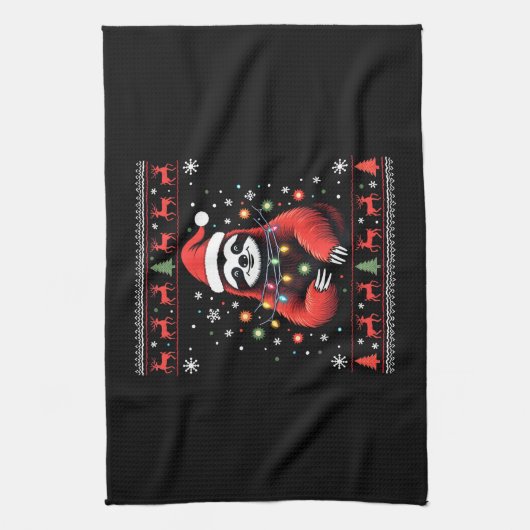 Christmas Shirt for Sloth Lover Gift Santa Buffalo Theedoek (Verticaal)