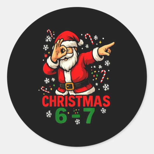 Christmas Shirt - Funny Dabbing Santa 6 7 Meme  Ronde Sticker (Voorkant)