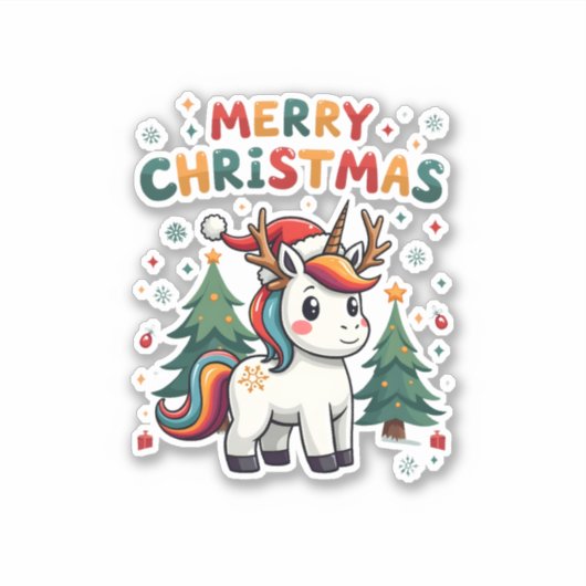 Christmas Shirt Unicorn Girls Christmas Outfit Chr Sticker (Voorkant)
