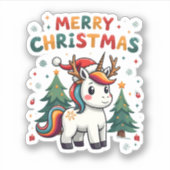 Christmas Shirt Unicorn Girls Christmas Outfit Chr Sticker (Voorkant)