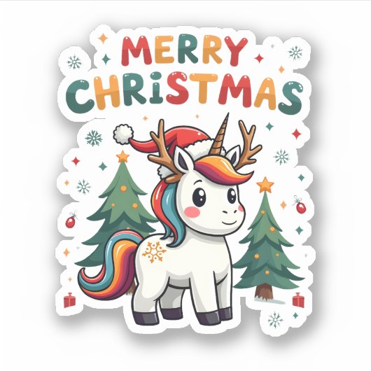 Christmas Shirt Unicorn Girls Christmas Outfit Chr Sticker (Voorkant)