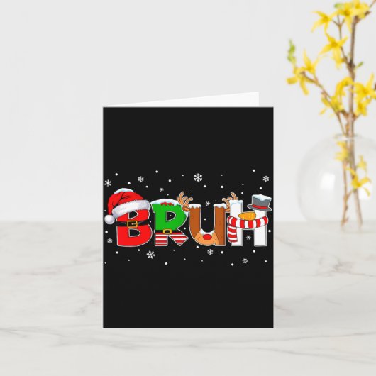 Christmas Shirts For Kids Boys Bruh Funny Saying C Kaart (Gele Bloem)