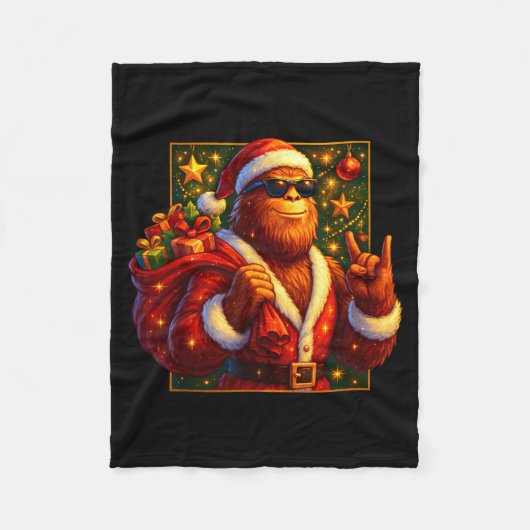 Christmas Shirts Funny Xmas Sasquatch Santa Bigfoo Fleece Deken (Voorkant)