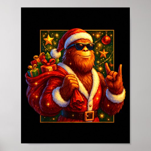 Christmas Shirts Funny Xmas Sasquatch Santa Bigfoo Poster (Voorkant)