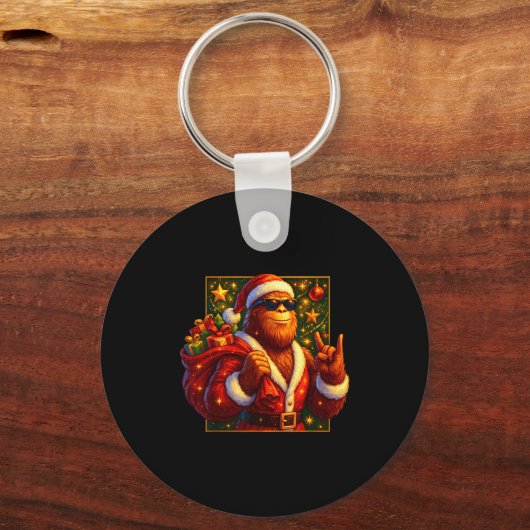 Christmas Shirts Funny Xmas Sasquatch Santa Bigfoo Sleutelhanger (Voorkant)
