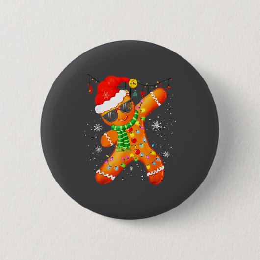 Christmas Shirts Kids Boys Toddler Gingerbread Xma Ronde Button 5,7 Cm (Voorkant)