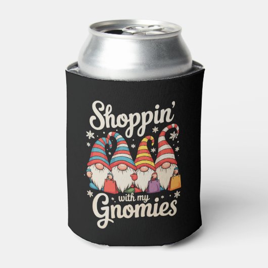 Christmas Shopping With My Gnomies Gnome Xmas Blikjeskoeler (Blikje Voorkant)
