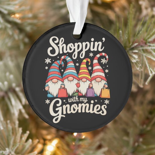 Christmas Shopping With My Gnomies Gnome Xmas Ornament (Boom)
