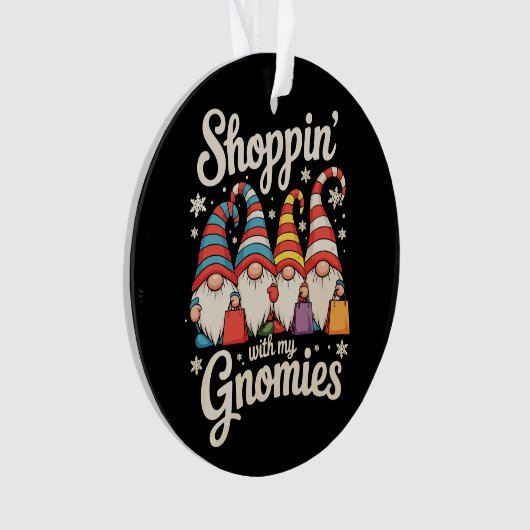 Christmas Shopping With My Gnomies Gnome Xmas Ornament (voorkant)