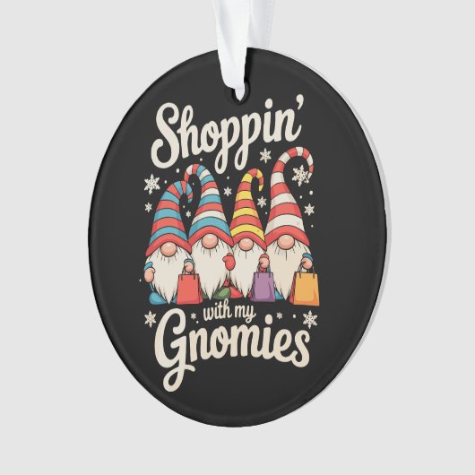 Christmas Shopping With My Gnomies Gnome Xmas Ornament (voorkant)