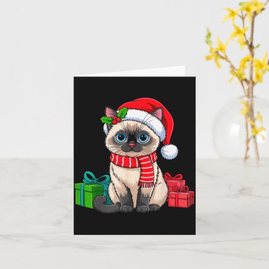 Christmas Siamese Cat Holiday Kitten Xmas Men Wome Kaart (Gele Bloem)