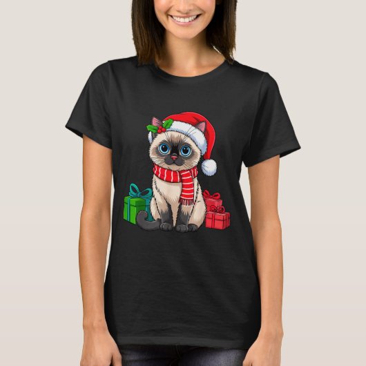 Christmas Siamese Cat Holiday Kitten Xmas Men Wome T-shirt (Voorkant)
