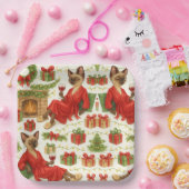 Christmas Siamese Cat is celebrating at home Papieren Bordje (Feest)