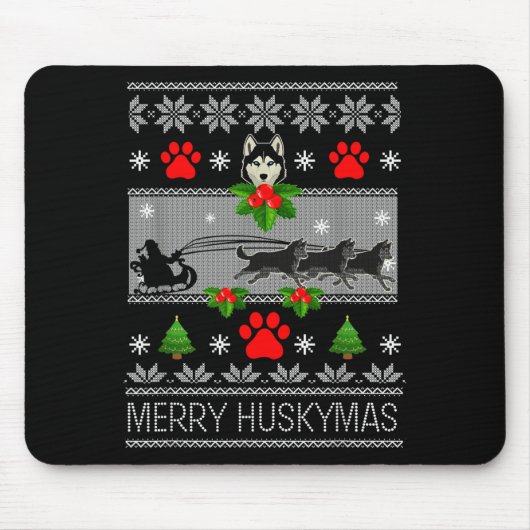 Christmas Siberian Husky Dog Husky Ugly Merry Husk Muismat (Voorkant)